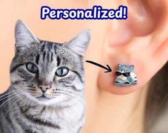 Cat with Sunglasses Meme Stud Earrings - Personalized Custom Hand Painted Pet Accessories Charm Funny Gift 3D Printed Cute Kitten Keychain