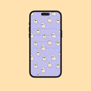 Purple Spooky Wallpaper for Phone, Cute Ghost Tech Backgrounds, Instant Digital Download