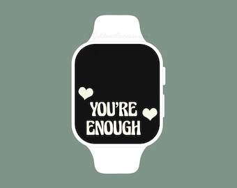 You Are Enough Apple Watch Wallpaper, Black Stars Background, Digital Download