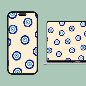 Protective Blue Evil Eye Design - Vibrant Tech Decor for Devices Printable Digital Download