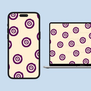 Purple Evil Eye Wallpaper, Simple Studious Background for iPad Desktop Phone, Digital Download