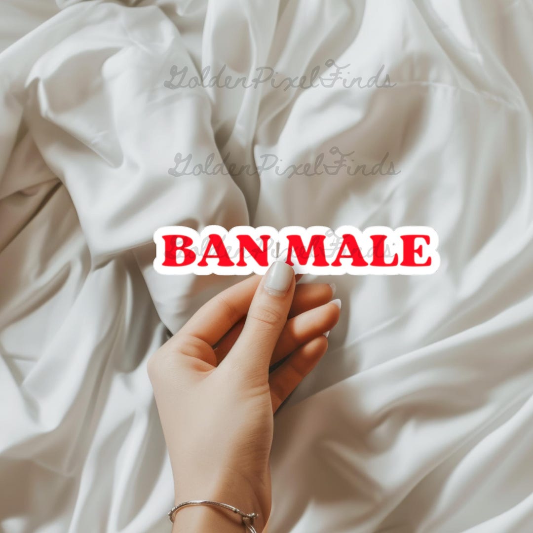 Ban Male Sticker, Transparent Sticker, Sticker for Laptops, Funny