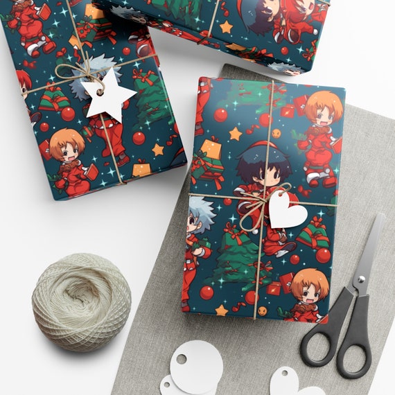 Anime Inspired Christmas Gift Wrapping Paper Etsy