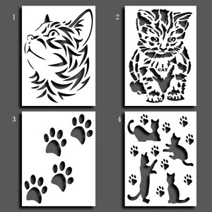 Cats and Pats Stencil - Stencil riutilizzabili per arte della parete, decorazioni per la casa, pittura, arte e artigianato, modello di stencil da parete grande per vernice spray