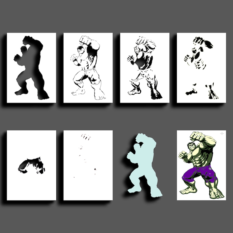7 Layer Color Hulk Color Wall Stencil Multilayer Stencil Large Wall