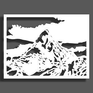 Stencil per taglio laser Monte Everest,stencil personalizzato,stencil da parete,vernice spray,stencil da parete di grandi dimensioni,stencil art,taglio laser multistrato,