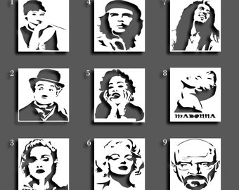 A0 Size Walter White,Bob Marley, Marilyn Monroe,Che, Joker Celebrity Reusable Stencils for Wall Art, Home Décor, large wall stencil,Airbrush