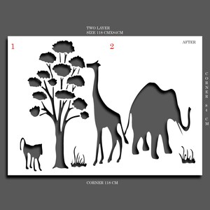 Stencil African Animals Safari Stencil,stencil personalizzato,stencil da parete,vernice spray,stencil da parete di grandi dimensioni,stencil art,taglio laser multistrato,