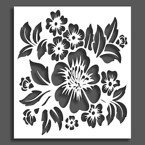 grande arte da parete piastrella fiore stencil stampabile arte da parete, decorazione della parete del bagno, decorazione della parete della cucina, stencil da parete, stencil, stencil per pareti