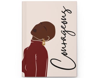 Diario de tapa dura valiente para regalos de cumpleaños para su cuidado personal, cuadernos universitarios para mujeres negras, cuadernos escolares para mujeres
