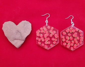 Resin Strawberry Earrings