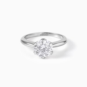 Classic 6-Prong Solitaire Engagement Ring | Round Brilliant Cut Moissanite | Timeless Cathedral Setting | 14K Gold Proposal Ring for Her