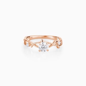 Rose Gold Vine Moissanite Engagement Ring: Nature Inspired Wedding Band