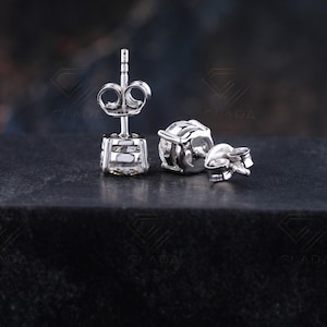 Moissanite Studs, GRA Certified, 14K Stud Earrings, Screw Back Studs, White Gold Earring, 2 Carat Earrings, Diamond Stimulant, Bridal Earrings, Fine Jewelry, 8mm Earrings, Wedding Jewelry, Luxury Studs, Gold , 4 Prong Earring, Engagement Studs,