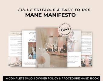 Salon Owner Policy & Procedure Handbook, Manual, Business Owner,Salon Owners, Editable, Customisable, Canva Templates, Salon Templates