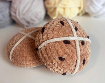 Hot Cross Bun Crochet Pattern, Easter Amigurumi (Digital Download)
