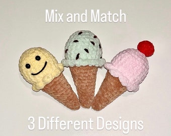 No Sew* Ice Cream Crochet Pattern, Amigurumi Ice Cream Cone, Easy Amigurumi Pattern, Crochet Ice Cream, Easy Crochet for Beginners