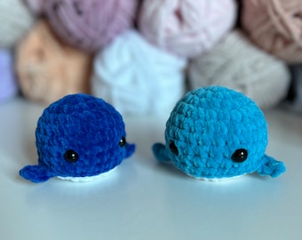 NO SEW Mini Whale Crochet Pattern for Beginners. Easy Crochet Amigurumi Pattern. Crochet Whale Pattern. Plush Yarn. One hour patterns