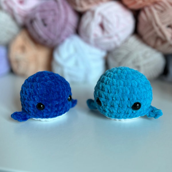 NO SEW Mini Whale Crochet Pattern for Beginners. Easy Crochet Amigurumi Pattern. Crochet Whale Pattern. Plush Yarn. One hour patterns