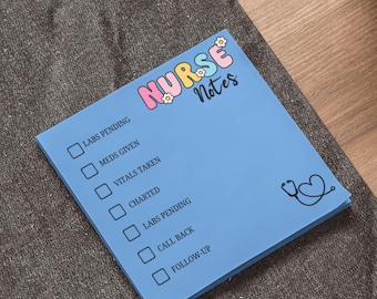 Personalized Nurse Sticky Notes Custom Sticky Note Pad, Nurse Checklist, Shift Organizer, Personalized Name Office Memo Pads