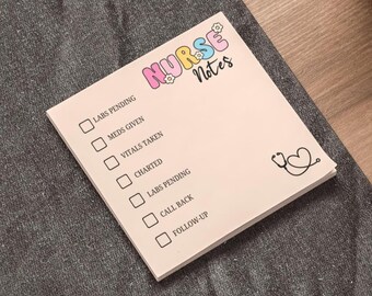 Personalized Nurse Sticky Notes  Custom Sticky Note Pad, Nurse Checklist, Shift Organizer, Personalized Name Office Memo Pads