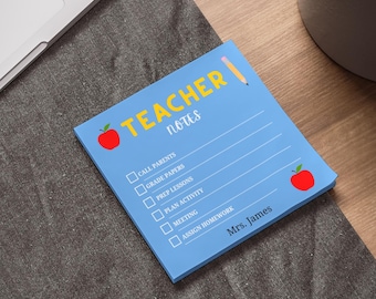 Personalized Teacher Sticky Notes, Custom Teacher Checklist Postit, Cute Back to School Gift for Teachers, personalized sticky notes