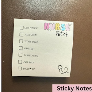 Personalized Nurse Sticky Notes, Custom post it note Pad, Nurse Checklist, Shift Organizer, Personalized Name Office Memo Pads
