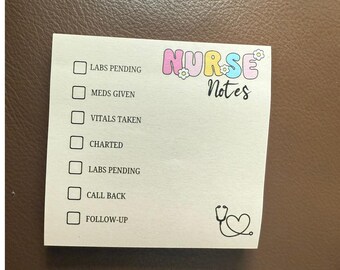 Personalized Nurse Sticky Notes, Custom post it note Pad, Nurse Checklist, Shift Organizer, Personalized Name Office Memo Pads