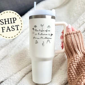 Future Mrs Tumbler 40oz With Handle, Personalized Bride Cup, Custom Engagement Gift, Bridal Shower Present, Wedding Gift For Bride To Be