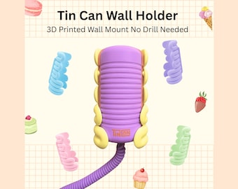 TinCan Phone Wall Mount Case, Kids Phone Dock, Adhesive No Drill Storage, Organization Storage Caddy, Mounted Phone Organizer, 3D Printed