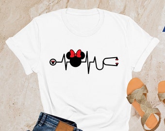 Disney Nurse Heartbeat Shirt, Nurse Shirt, Disney Nurse Shirt, Nurse Sweatshirt, Vacation Magic Castle Shirt, Disney Minnie Head, Nurse Gift