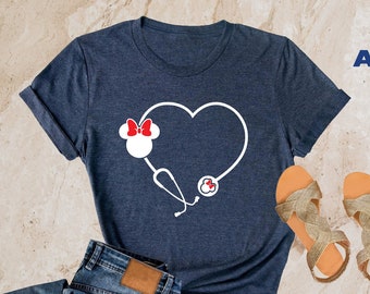Disney Nurse Stethoscope Shirt, Nurse Shirt, Disney Nurse Shirt, Nurse Sweatshirt, Disney Vacation Shirt, Disney Minnie Head, Nurse Gift