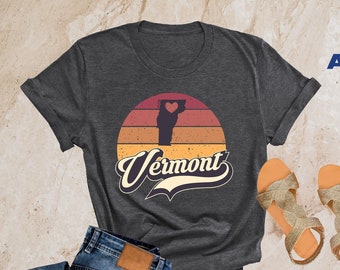 Retro Vermont Shirt, Vermont Home, Home State T-shirt, Vermont Map Shirt, Vermont State Shirt, Vermont Travel Gifts, Vermont Trip Vacation