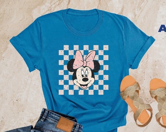 Retro Minnie Shirt, Minnie Mouse Shirt, Checkered Disney Sweatshirt, Disney Girl Trip Shirt, Vintage Disney Shirt, Disney Women Shirt Gifts
