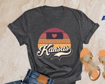 Retro Kansas Shirt, Kansas State Shirt, Kansas Map Shirt, Kansas Shirt, Kansas Lover Shirt, Kansas Lover Tee, Kansas Home Shirt, Kansas Gift