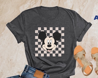 Retro Mickey Shirt, Mickey Mouse Shirt, Checkered Disney Sweatshirt, Disney Girl Trip Shirt, Vintage Disney Shirt, Disney Women Shirt Gifts