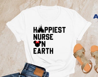 Happiest Nurse on Earth Disney Shirt, Health Care Worker Gift, Minnie Mouse Sweatshirt, Disney World Shirt, Disney Shirt, Cute Nurse Shirt