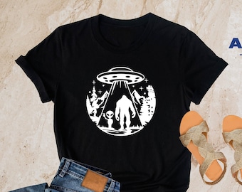 Bigfoot Alien Shirt, Sasquatch Shirt, Funny Bigfoot Shirt, Hiking Shirts, Yeti Shirt, Spaceship Shirt, Ufo Shirt, Alien Shirt, Bigfoot Shirt