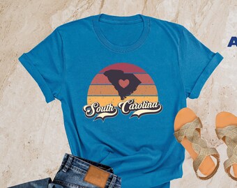 Retro South Carolina Shirt, South Carolina Shirt, South Carolina Map T-shirt, South Carolina State Shirt, South Carolina Vacation Gift Shirt