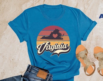 Retro Virginia Shirt, Virginia State Shirt, Virginia State Map Shirt, Virginia Travel Gift, Virginia Shirt, Virginia Apparel, Virginia Home