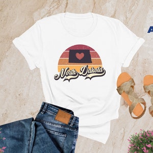Retro North Dakota Shirt, North Dakota Map Shirt, State Pride, North Dakota Shirt, North Dakota State Shirts, North Dakota Travel Gifts, ND