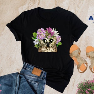 Floral Owl Shirt, Flower Owl T shirt, Birthday Gift, Owl Tee, Gardener Shirt, Nature Lover, Animal Lover Shirts , Owl Shirt, Cute Owl Shirt
