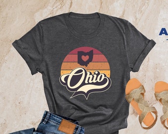 Retro Ohio Gifts, Ohio State Shirts, Ohio State Map Shirt, Ohio Clothing, Ohio State Sweatshirt, Ohio Apparel, Ohio Travel Trip Shirts