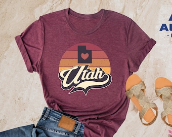 Retro Utah Shirt, Utah State Shirt, Utah Home Shirt, Home Shirt, Utah Map Shirt, Utah Travel Shirt, Utah Vacation Gifts, Utah Lover Shirts