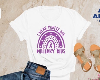 Military Kids Shirt, Purple Rainbow Military Child Shirt, Purple Up Shirt, Military Mom Appreciation, Military Children Shirt, Army Child