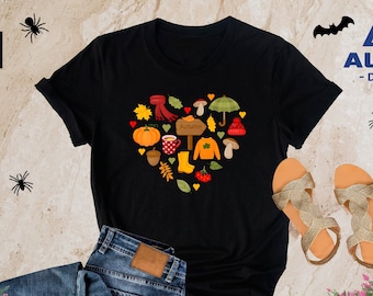 Retro Fall Vibes Tee, Fall Vibes Shirt, Fall Doodle Shirt, Pumpkin Shirt, Cute Fall Shirt, Autumn TShirt, Fall Gift For Women, Vintage Shirt