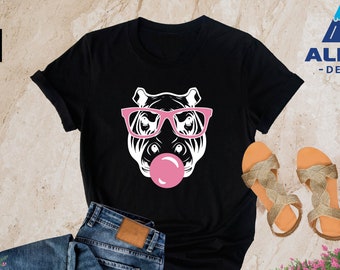 Hippo with Glasses and Bubble Gum T-Shirt, Funny Wild Animal Lover Shirt, Cool Hippo  Shirt for Women, Cute Hippo Tee , Safari Africa Shirt