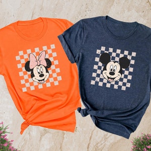 Retro Mickey Minnie Checkered Shirt, Mickey Mickey Mouse Shirt, Disney Family Trip Shirt, Vintage Disney Shirt, Disney Matching Shirts