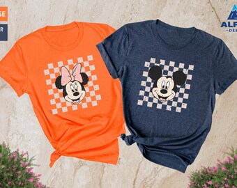 Retro Mickey Minnie Checkered Shirt, Mickey Mickey Mouse Shirt, Disney Family Trip Shirt, Vintage Disney Shirt, Disney Matching Shirts