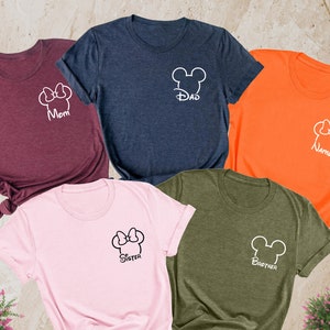 Disney Family Shirts, Mickey and Minnie Pocket Shirt, Disneyworld Family Shirts, Custom Disney Vacation Trip Shirts, Disneyland Custom Shirt